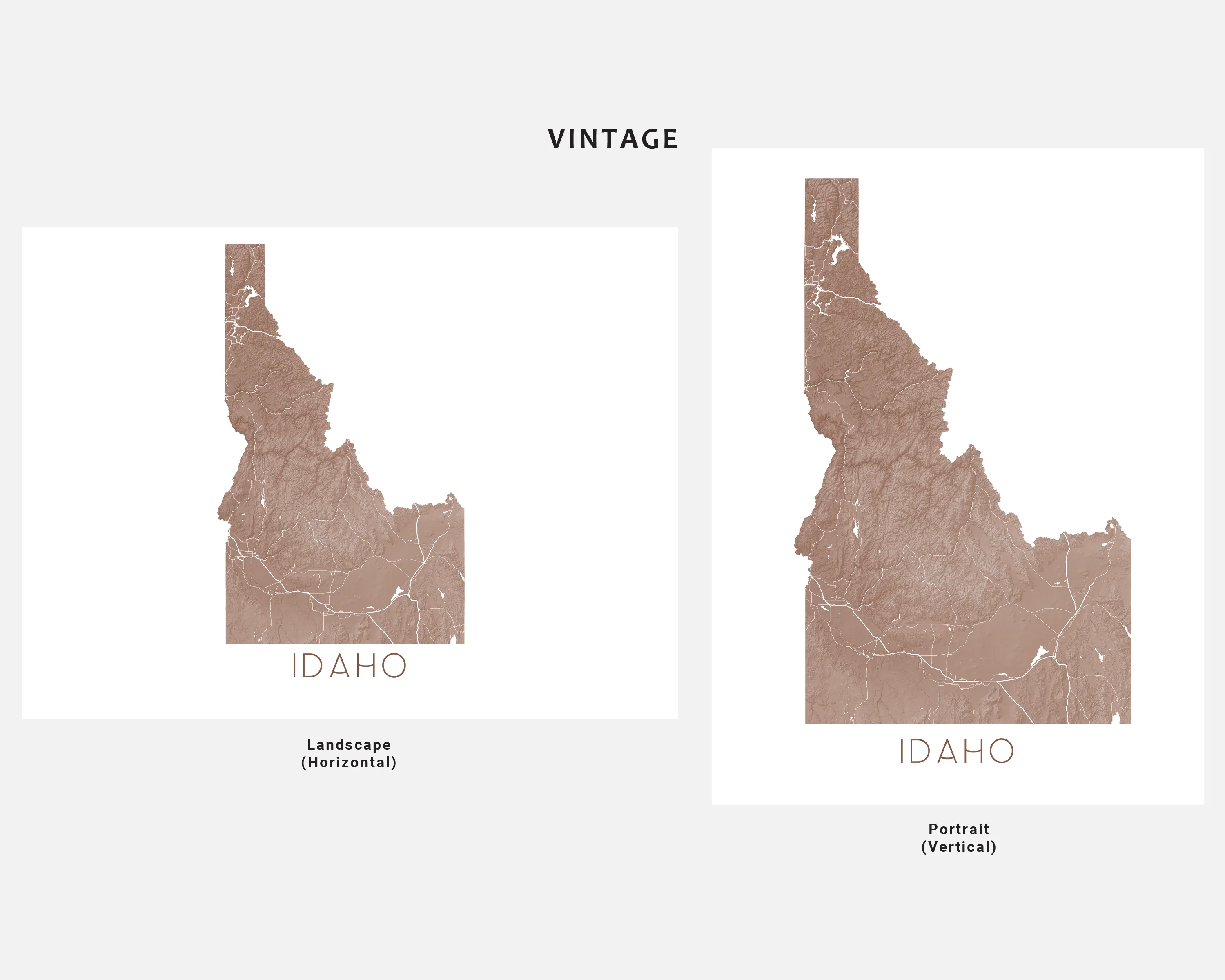 Idaho Map Print - Topographic Map of Idaho State Maps