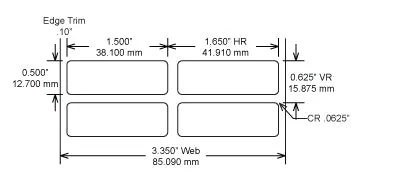 Identco TTL119-433-10 1.5x.50 Ultra-Durable Gloss White Polyimide Thermal Transfer Labels