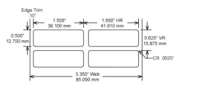 Identco TTL119-433-10 1.5x.50 Ultra-Durable Gloss White Polyimide Thermal Transfer Labels