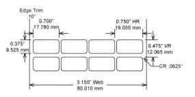 Identco TTL122-403-10 .70x.375 Gloss White Polyimide Thermal Transfer Labels