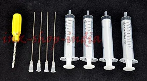 Ink-Shop-India Refill Ink Bottles Kit with Tools for HP & Canon Inkjet printers