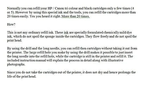 Ink-Shop-India Refill Ink Bottles Kit with Tools for HP & Canon Inkjet printers