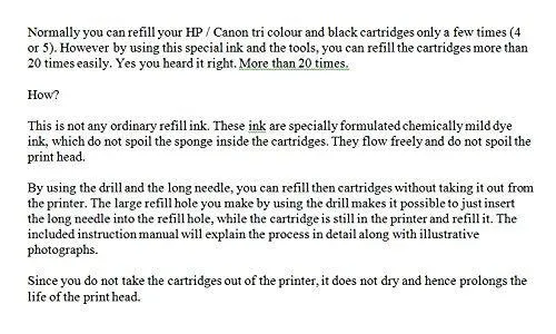 Ink-Shop-India Refill Ink Bottles Kit with Tools for HP & Canon Inkjet printers