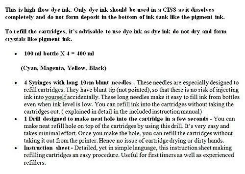 Ink-Shop-India Refill Ink Bottles Kit with Tools for HP & Canon Inkjet printers