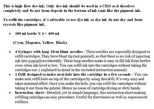Ink-Shop-India Refill Ink Bottles Kit with Tools for HP & Canon Inkjet printers