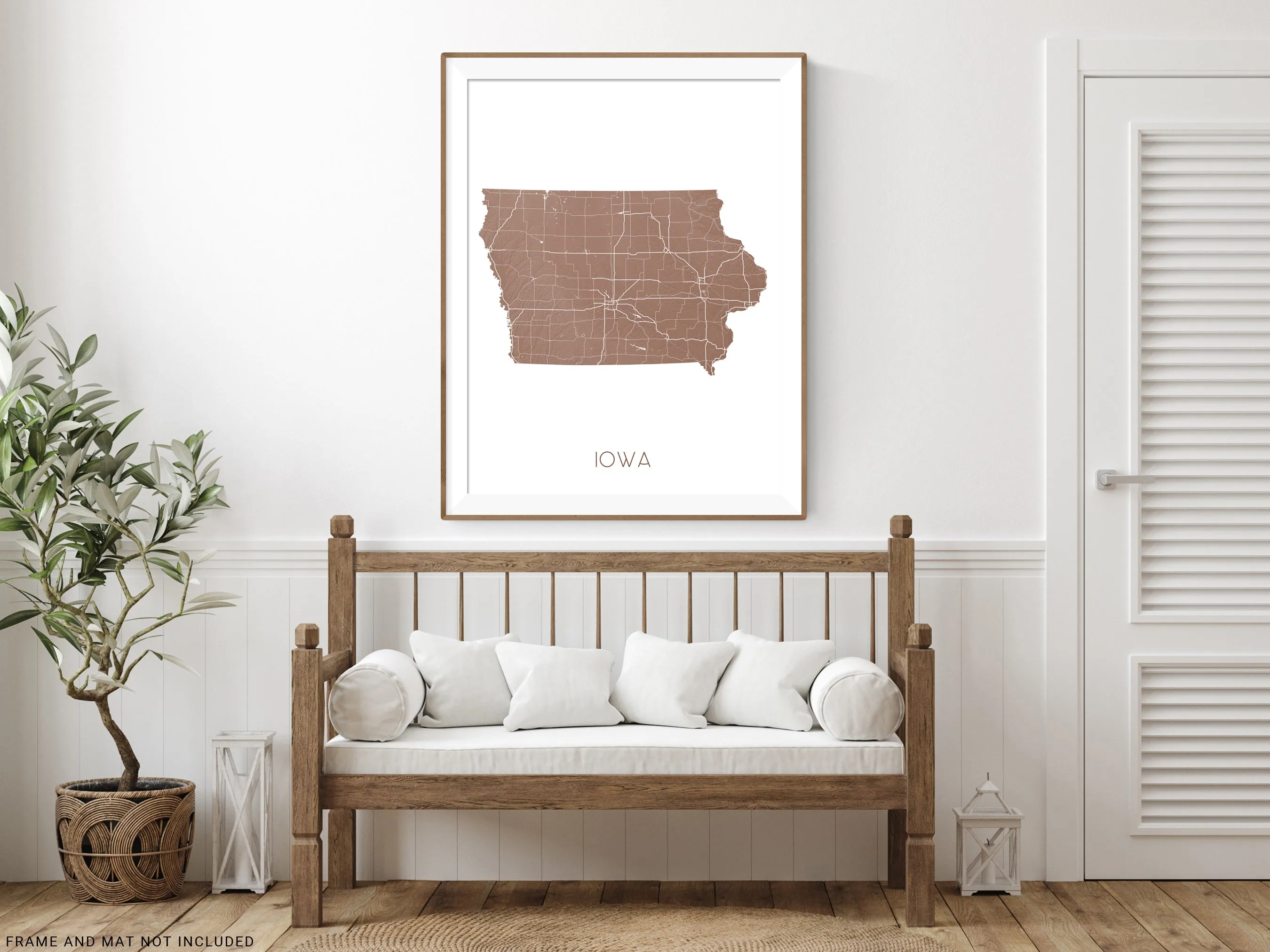 Iowa Map Print - Topographic Map of Iowa State Wall Art Prints, Iowa Maps