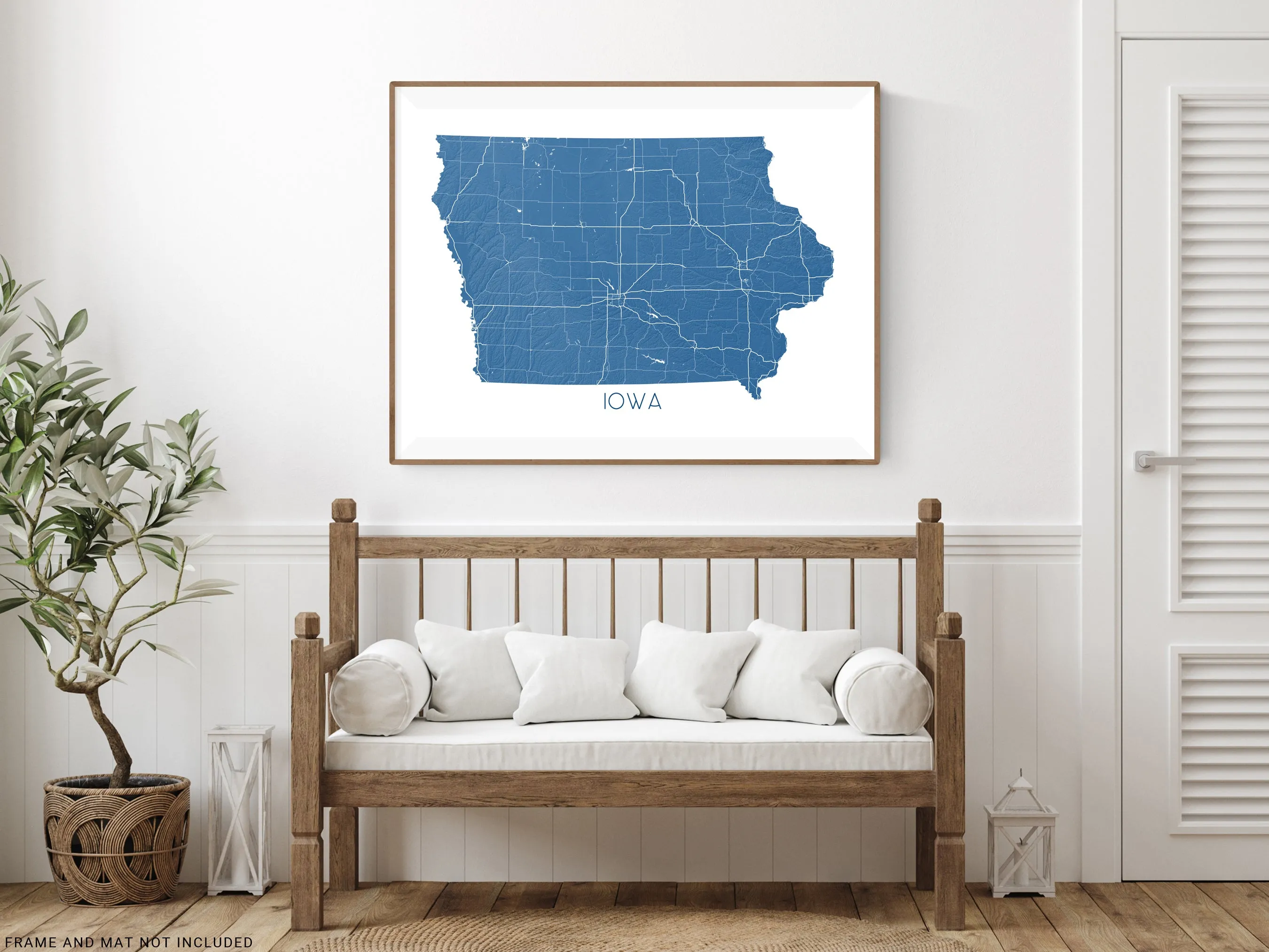 Iowa Map Print - Topographic Map of Iowa State Wall Art Prints, Iowa Maps