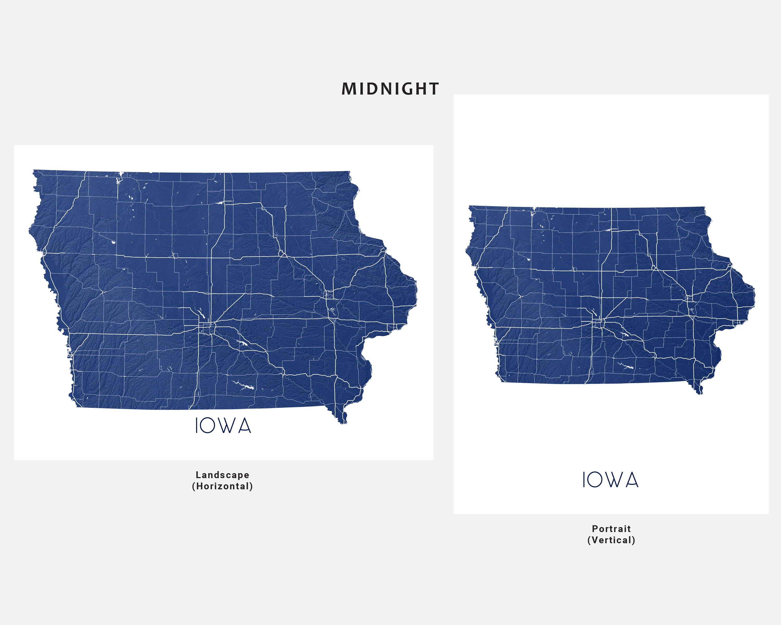 Iowa Map Print - Topographic Map of Iowa State Wall Art Prints, Iowa Maps