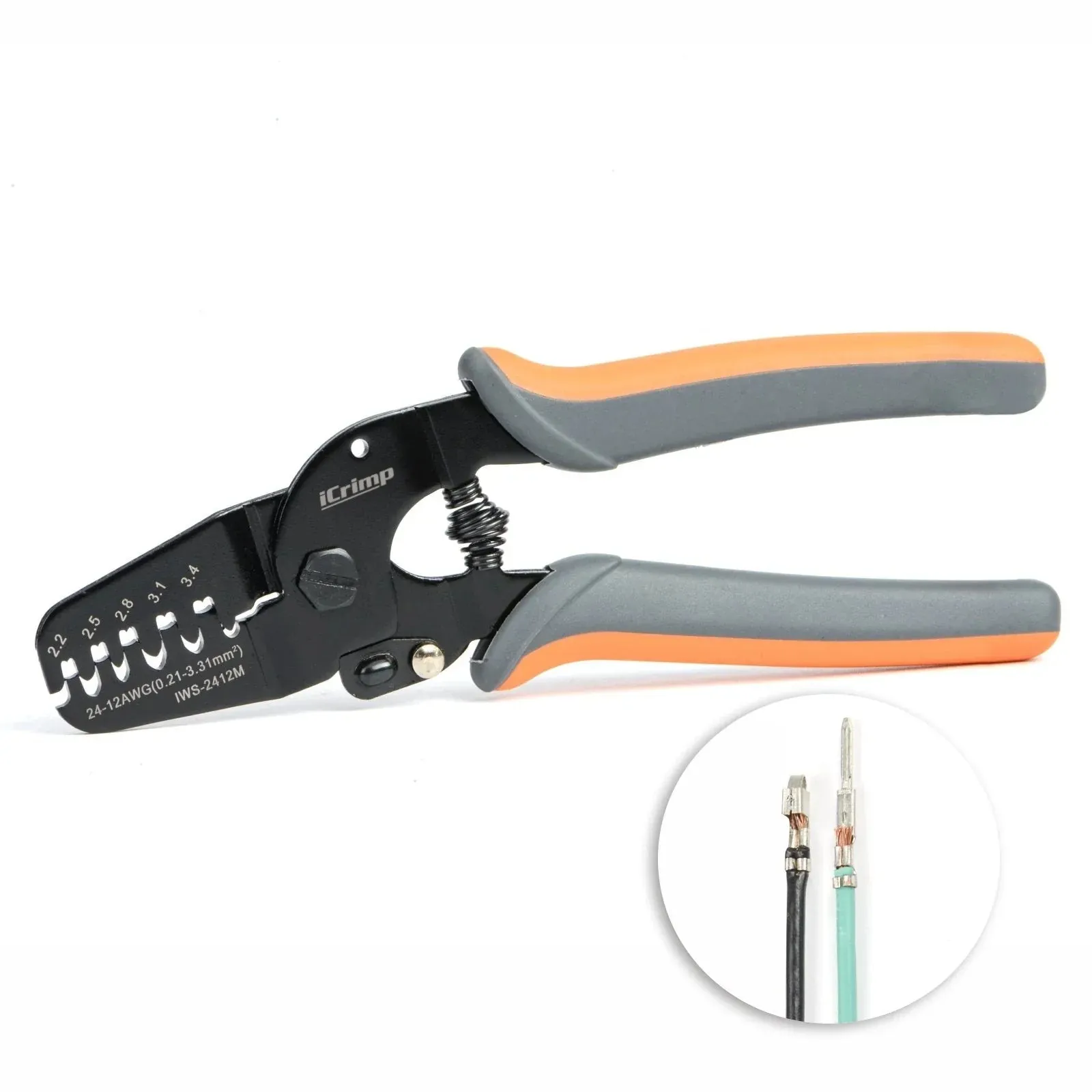 IWS-2412M Open Barrel Crimping Tools Works on AWG24-12 JAM, Molex, Tyco, JST Terminals