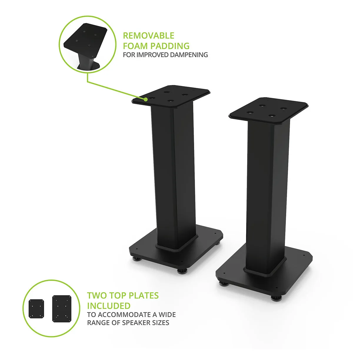 Kanto SX22 22" Tall Fillable Speaker Stands with Isolation Feet - Pair (Black)