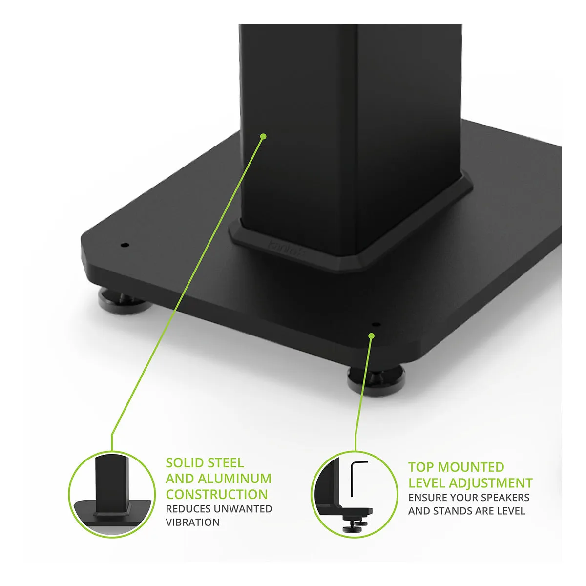 Kanto SX22 22" Tall Fillable Speaker Stands with Isolation Feet - Pair (Black)
