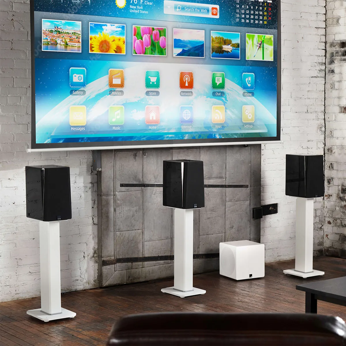 Kanto SX22 22" Tall Fillable Speaker Stands with Isolation Feet - Pair (White)