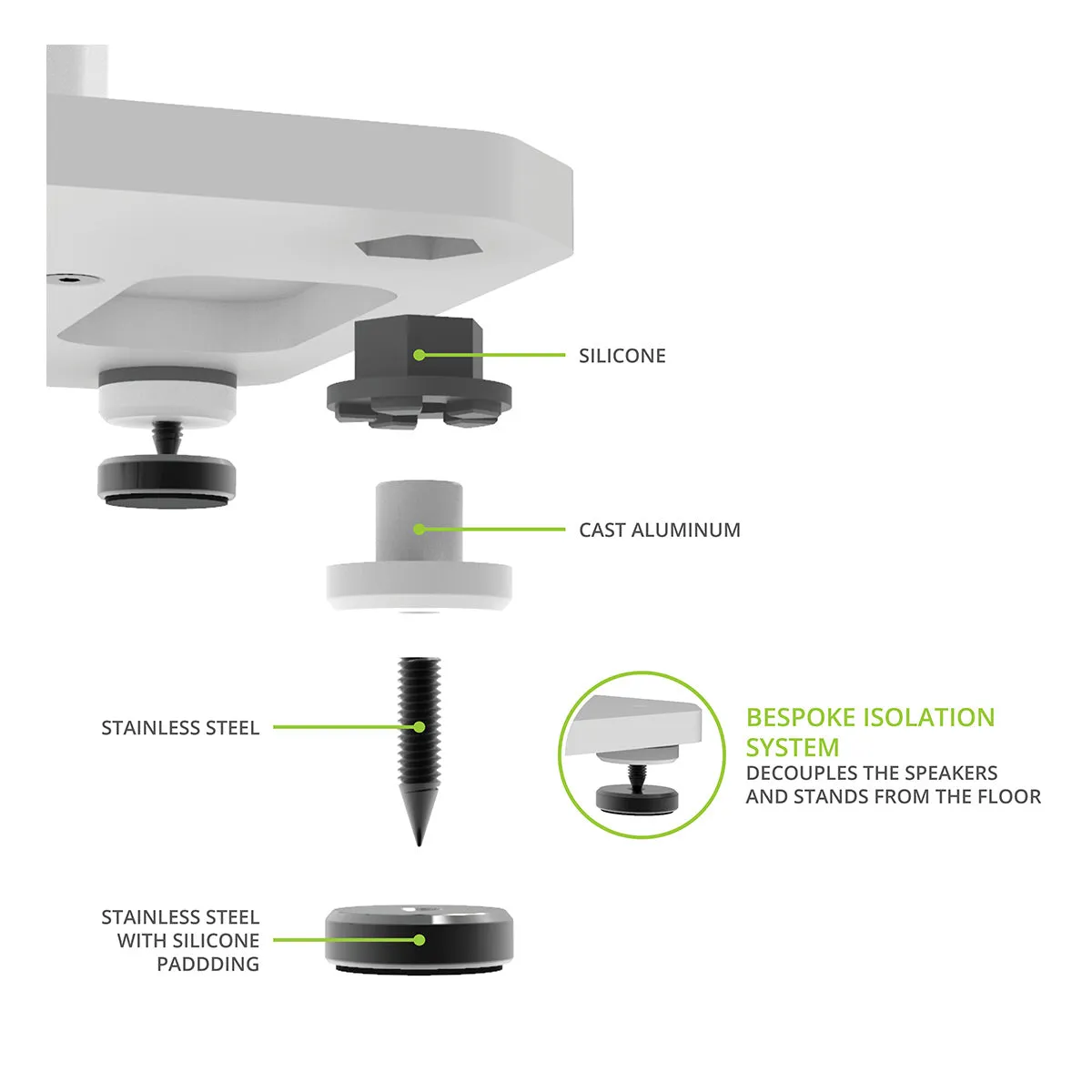 Kanto SX22 22" Tall Fillable Speaker Stands with Isolation Feet - Pair (White)