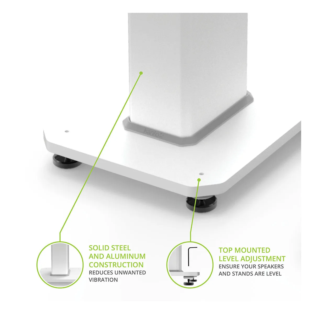 Kanto SX22 22" Tall Fillable Speaker Stands with Isolation Feet - Pair (White)