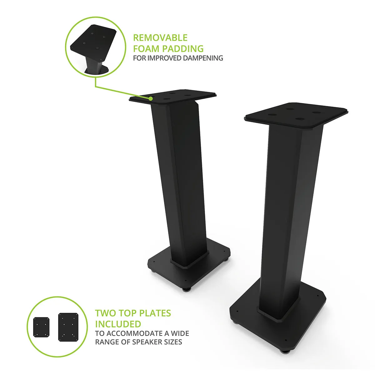 Kanto SX26 26" Tall Fillable Speaker Stands with Isolation Feet - Pair (Black)