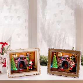 LED Musical Santa Fireplace Picture Frame Asst