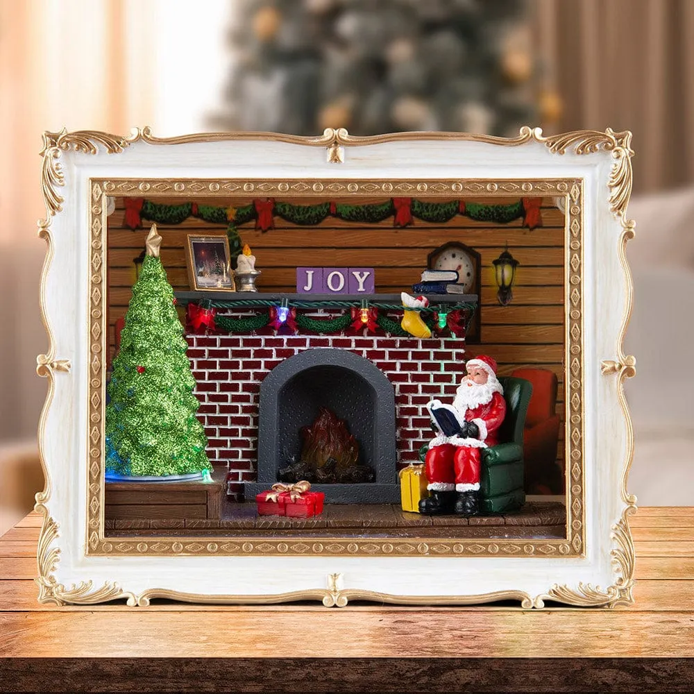 LED Musical Santa Fireplace Picture Frame Asst
