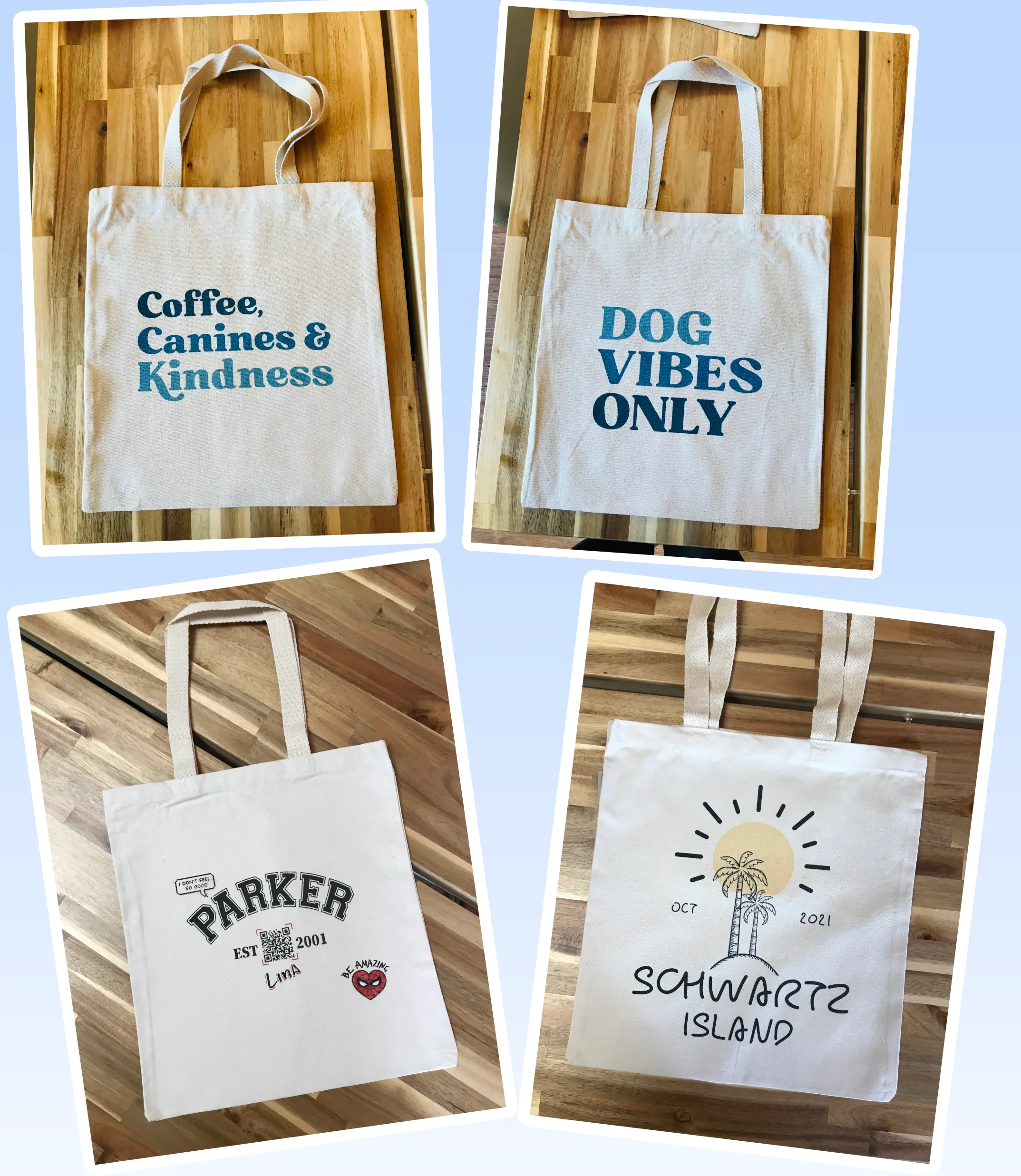 Lightweight Cotton Tote Bags with Two Color Logo Printed
