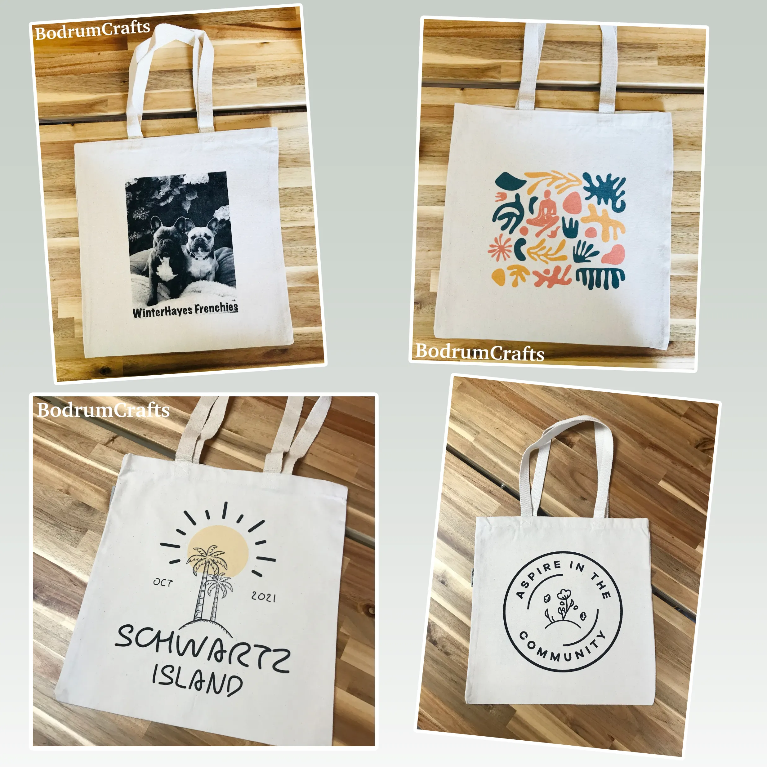 Lightweight Cotton Tote Bags with Two Color Logo Printed