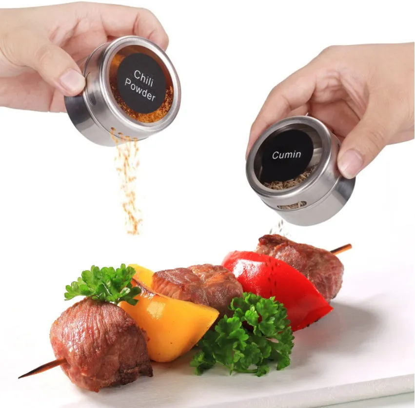 Magnetic Spice Tins Jars 12 pcs Set with Plate