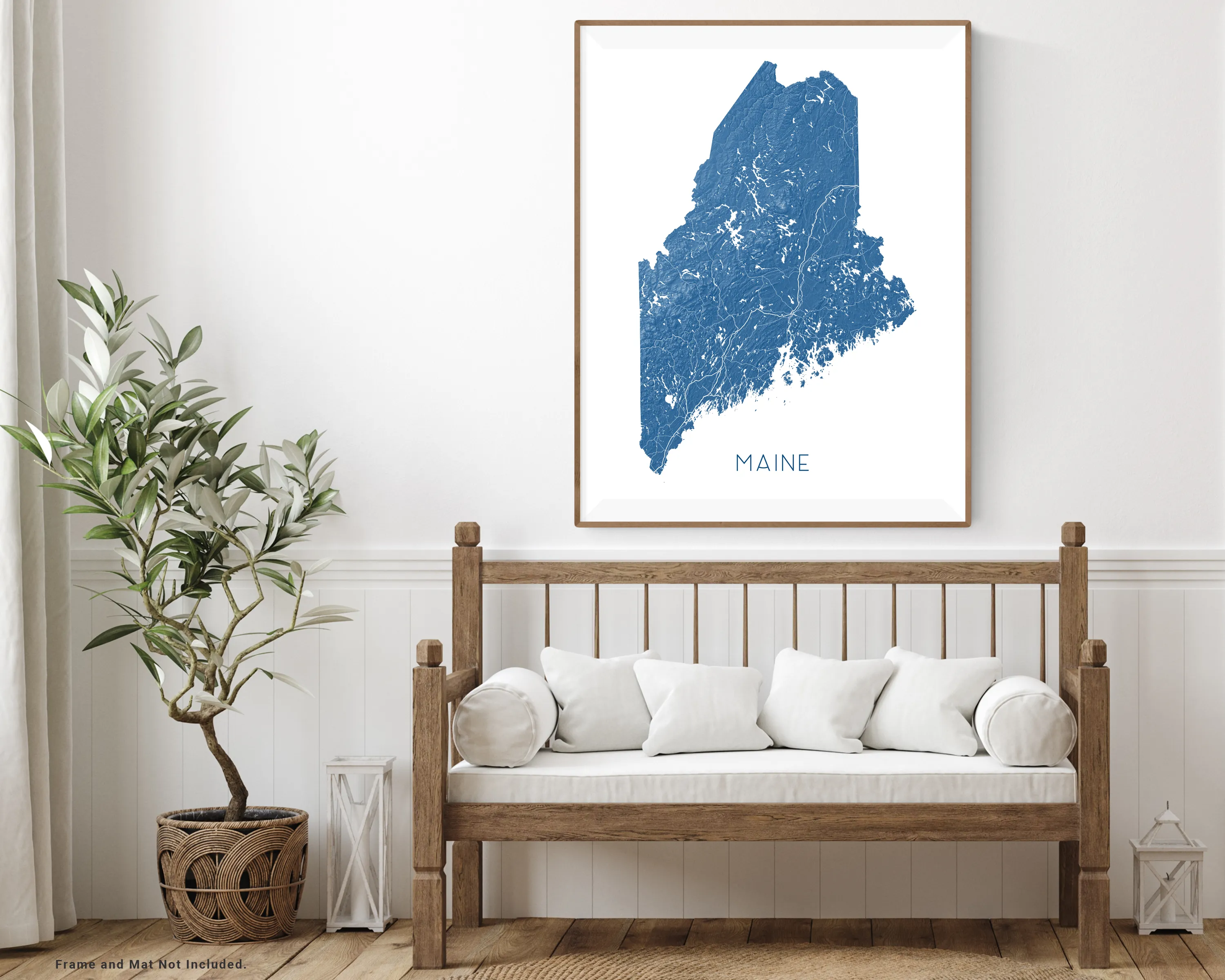 Maine Map Print - Topographic Map of Maine State Wall Art Poster Maps, Portland