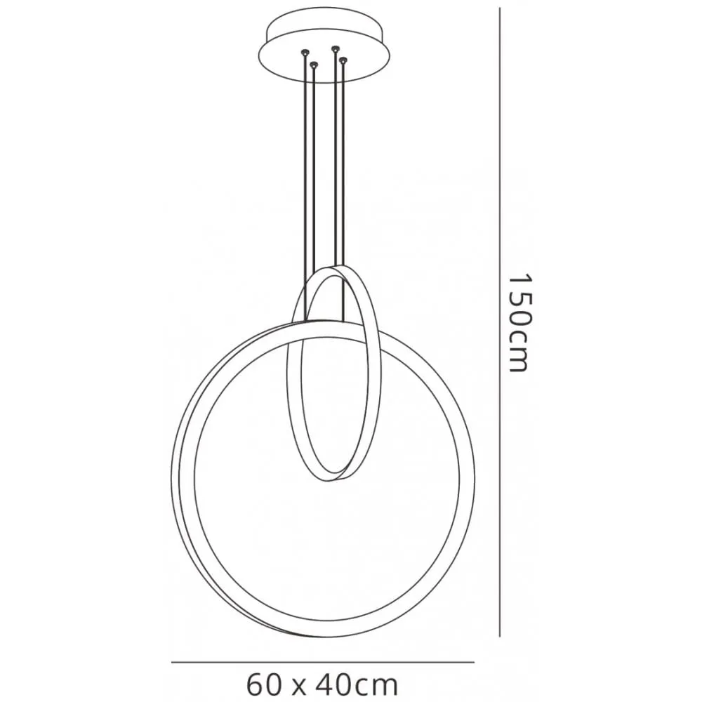 Mantra M7141 | Kitesurf Double Loop 48W LED Pendant | Black Finish