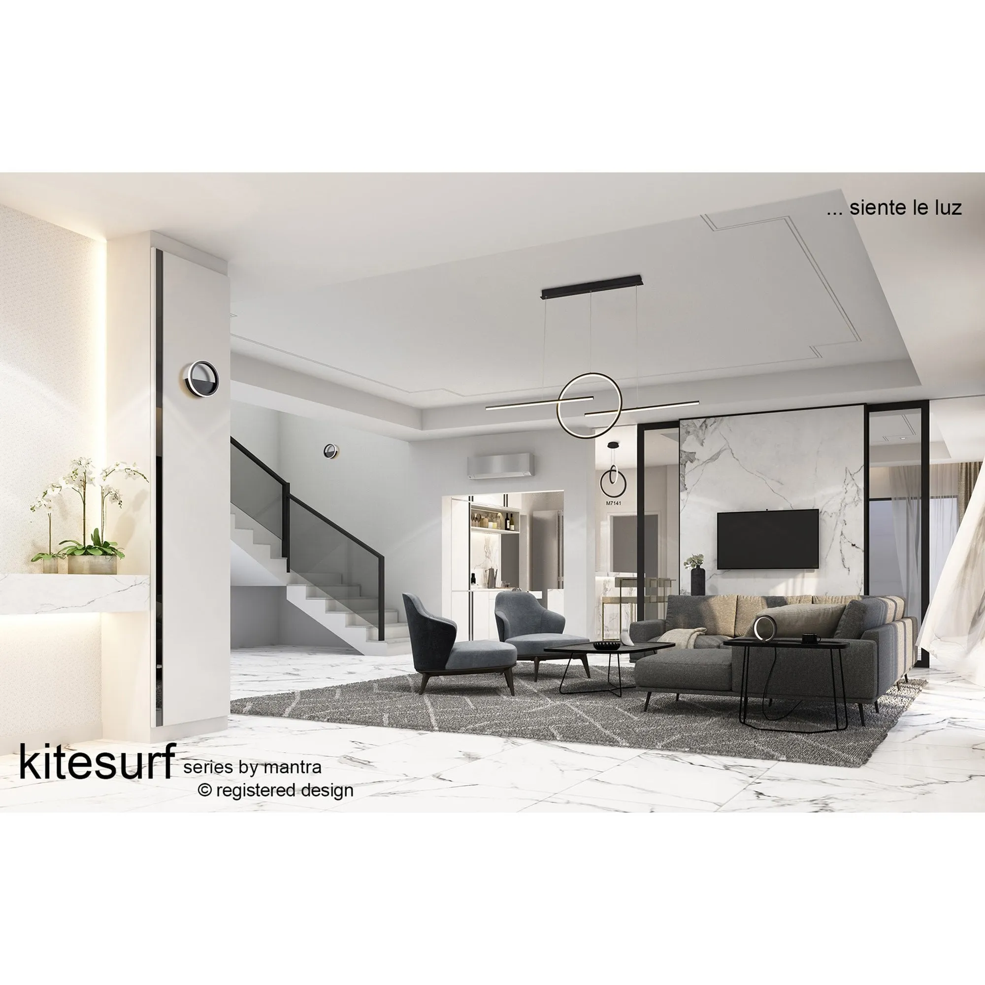 Mantra M7141 | Kitesurf Double Loop 48W LED Pendant | Black Finish