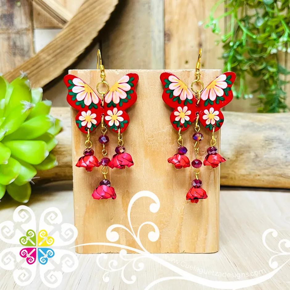 Mariposa Wood Earrings - Palm Earrings