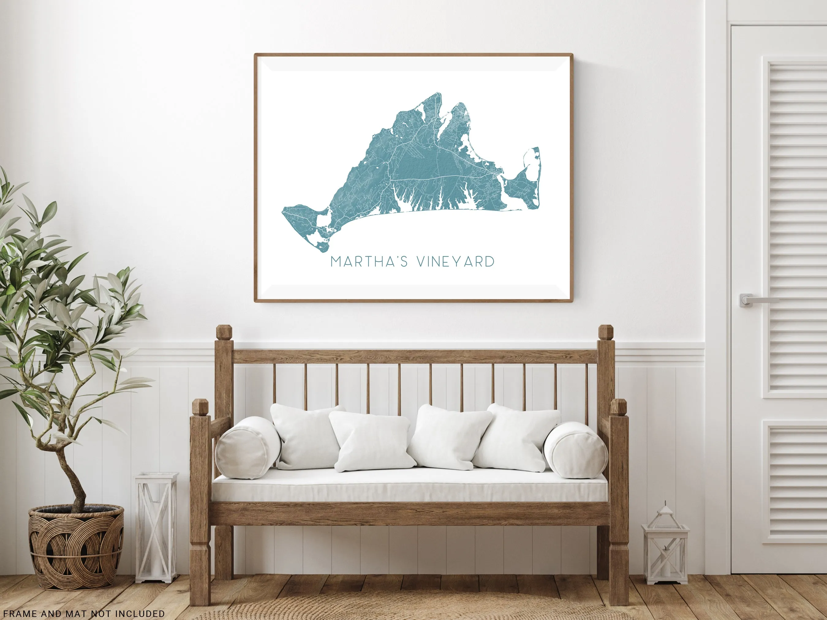 Marthas Vineyard Island Map Wall Art Print Poster, New England Massachusetts