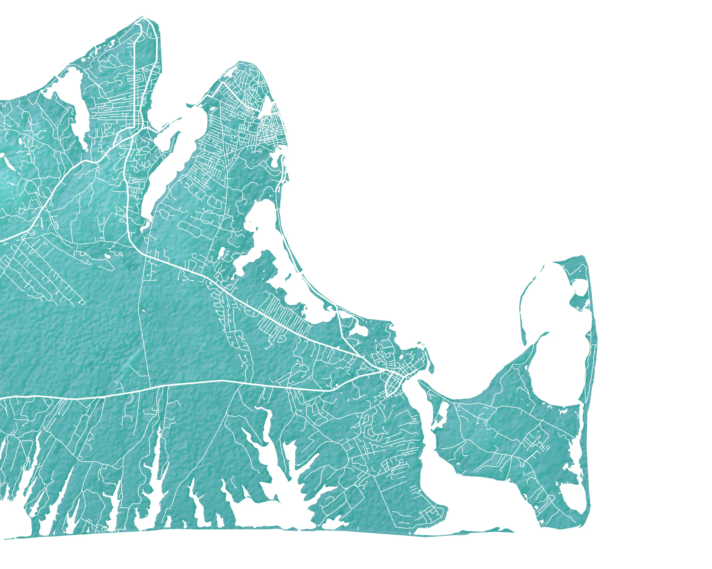 Martha's Vineyard Map Print, Turquoise Massachusetts Island Poster Wall Art Maps