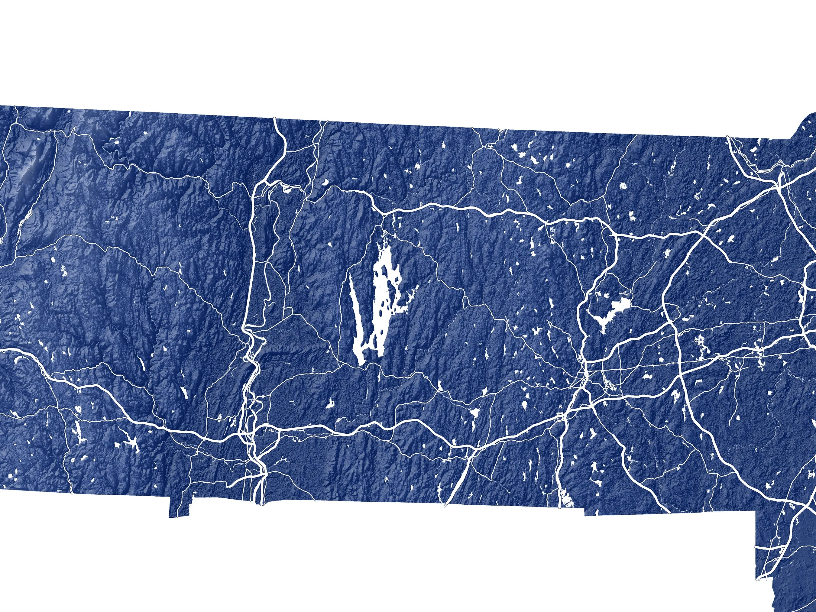 Massachusetts Map Print Poster - Topographic MA State Wall Art Road Maps, Boston Nantucket Cape Cod