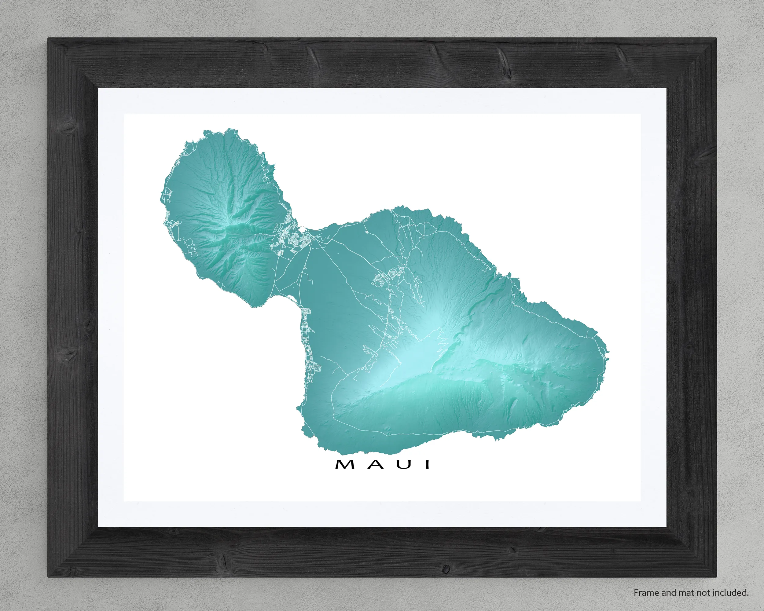 Maui Map Print, Hawaiian Islands Wall Art Poster, Turquoise Maui Hawaii Island Maps