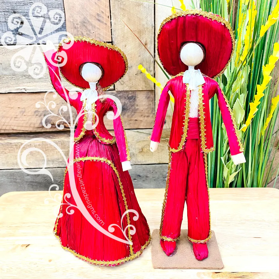 Medium Mariachi Couple - Corn Husk Couple