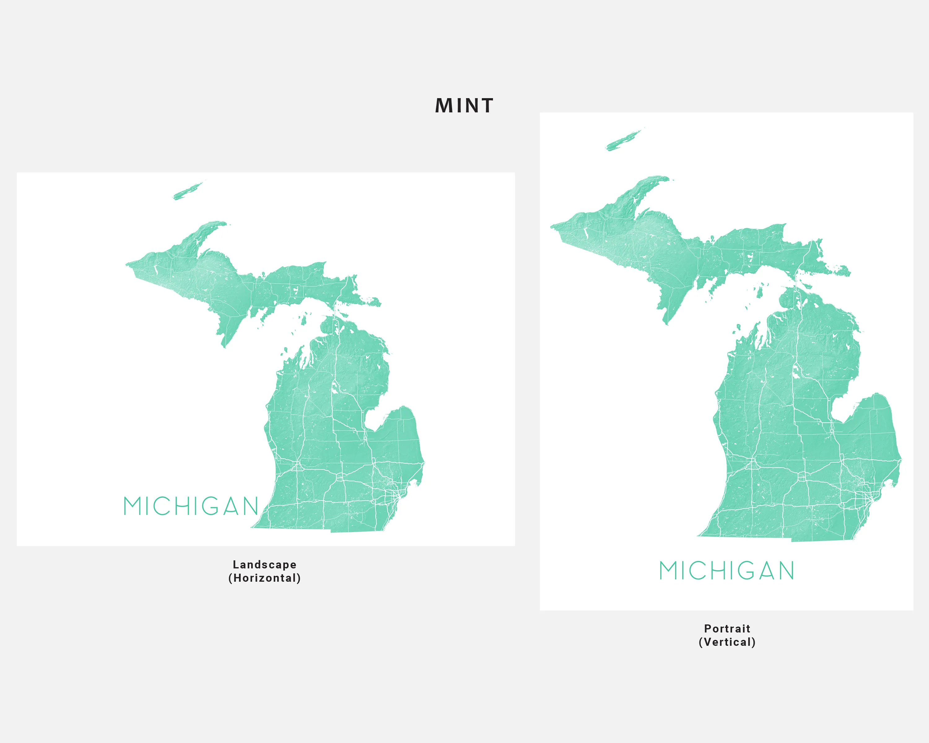 Michigan Map Print - Topographic Map of Michigan State Poster