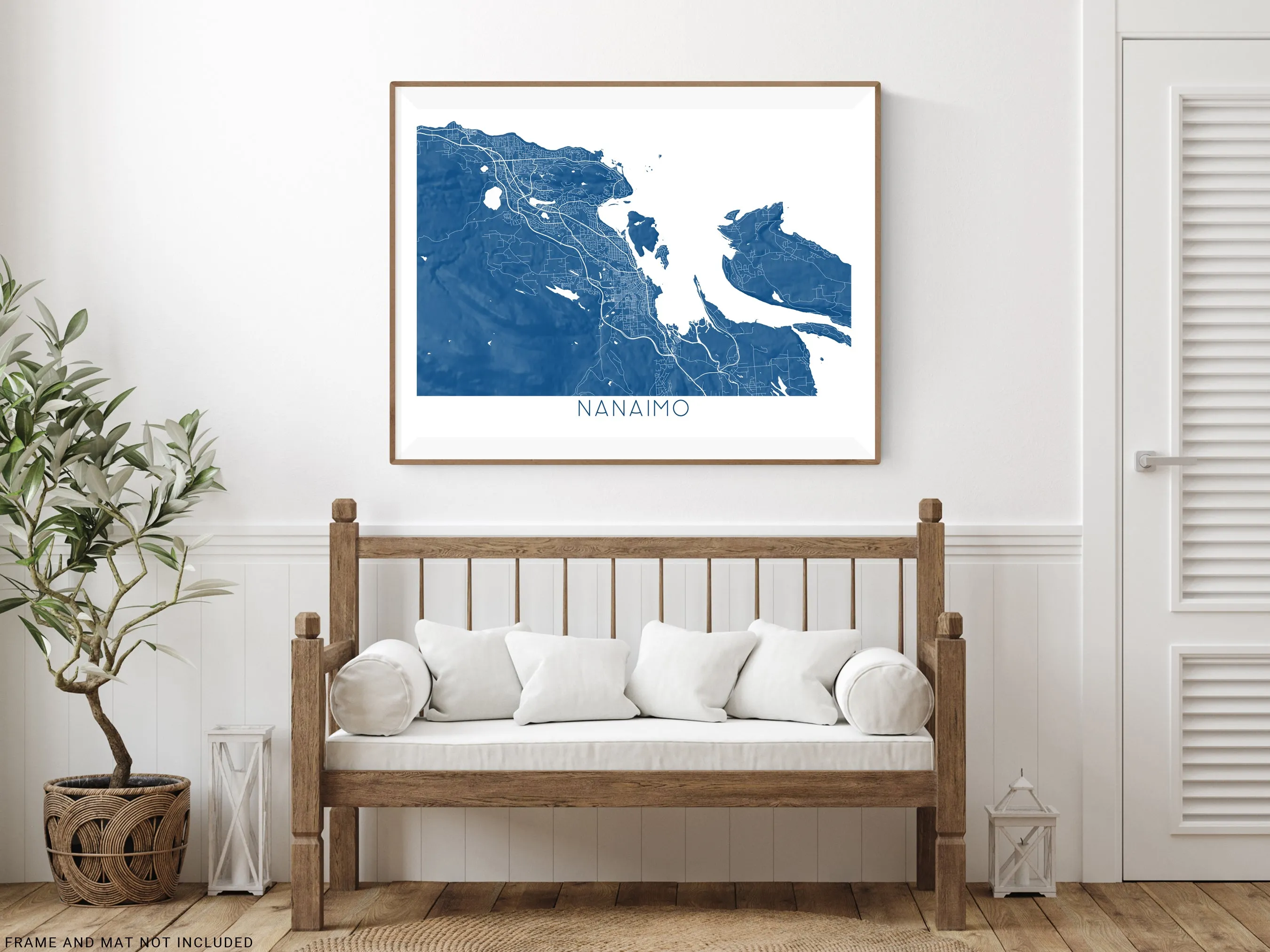 Nanaimo BC Canada City Street Map Wall Art Print Poster, Topographic Map of Nanaimo Vancouver Island Road Maps