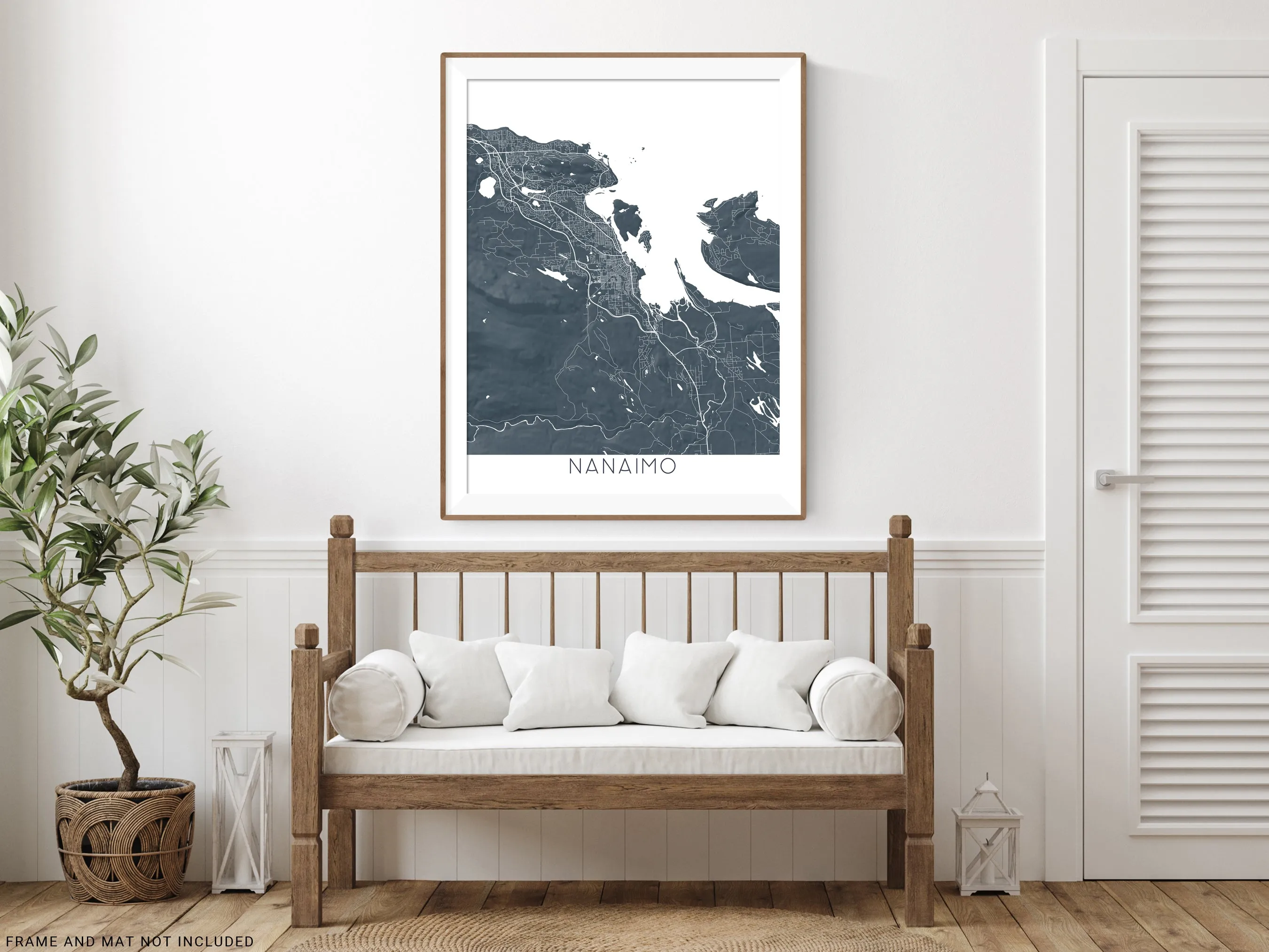 Nanaimo BC Canada City Street Map Wall Art Print Poster, Topographic Map of Nanaimo Vancouver Island Road Maps