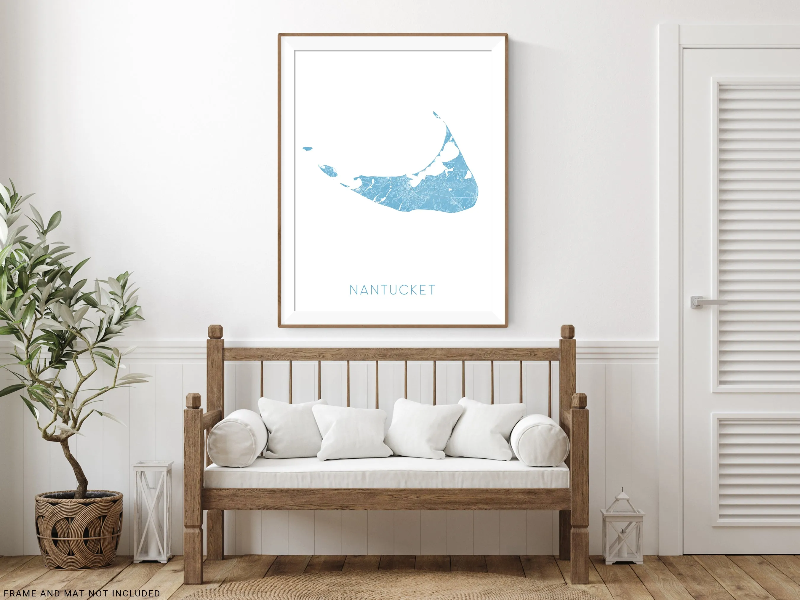 Nantucket Print Poster - Nantuckt Map of Nantucket MA Island Wall Art Street Road Prints, Massachusetts