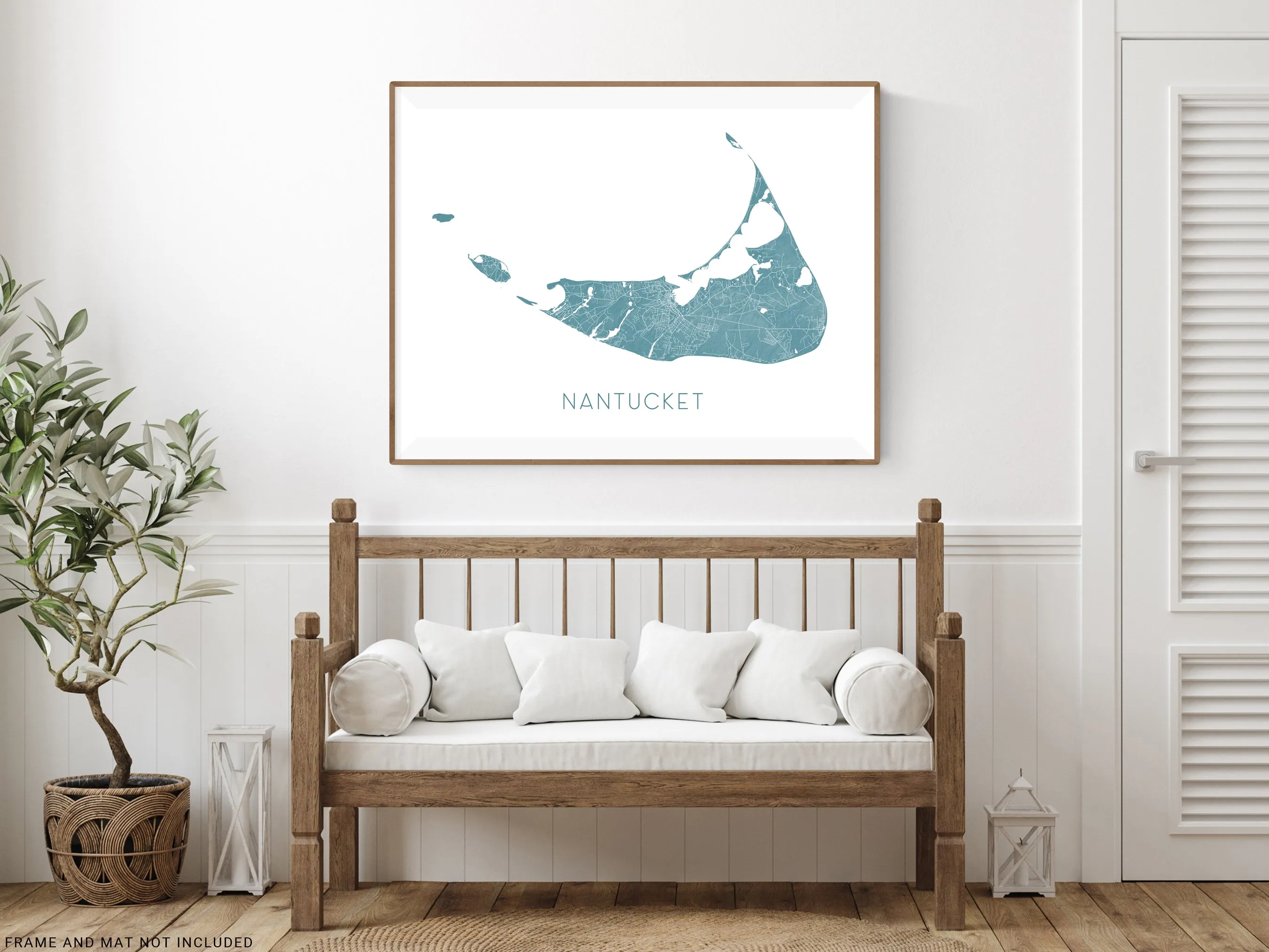 Nantucket Print Poster - Nantuckt Map of Nantucket MA Island Wall Art Street Road Prints, Massachusetts