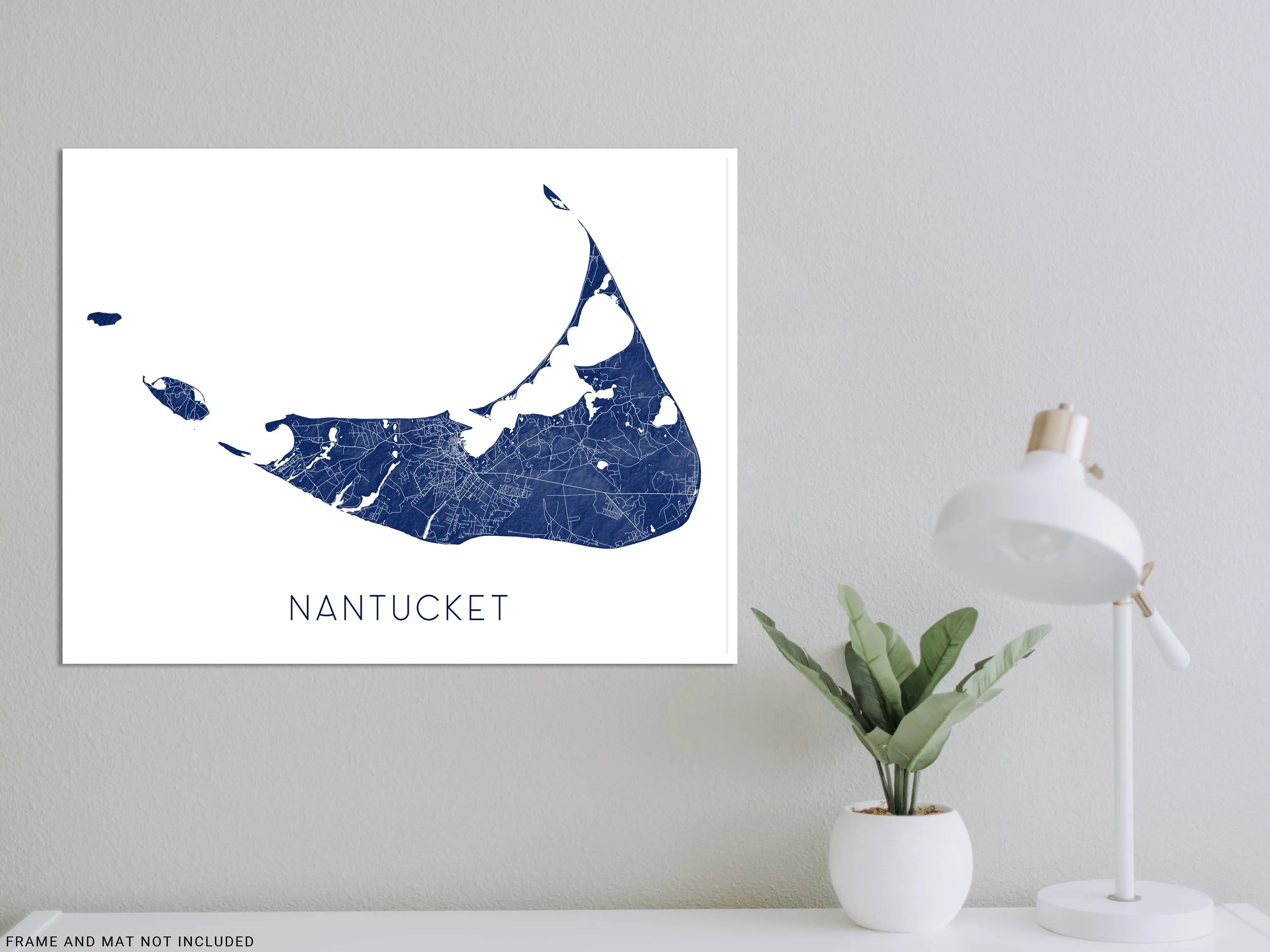 Nantucket Print Poster - Nantuckt Map of Nantucket MA Island Wall Art Street Road Prints, Massachusetts