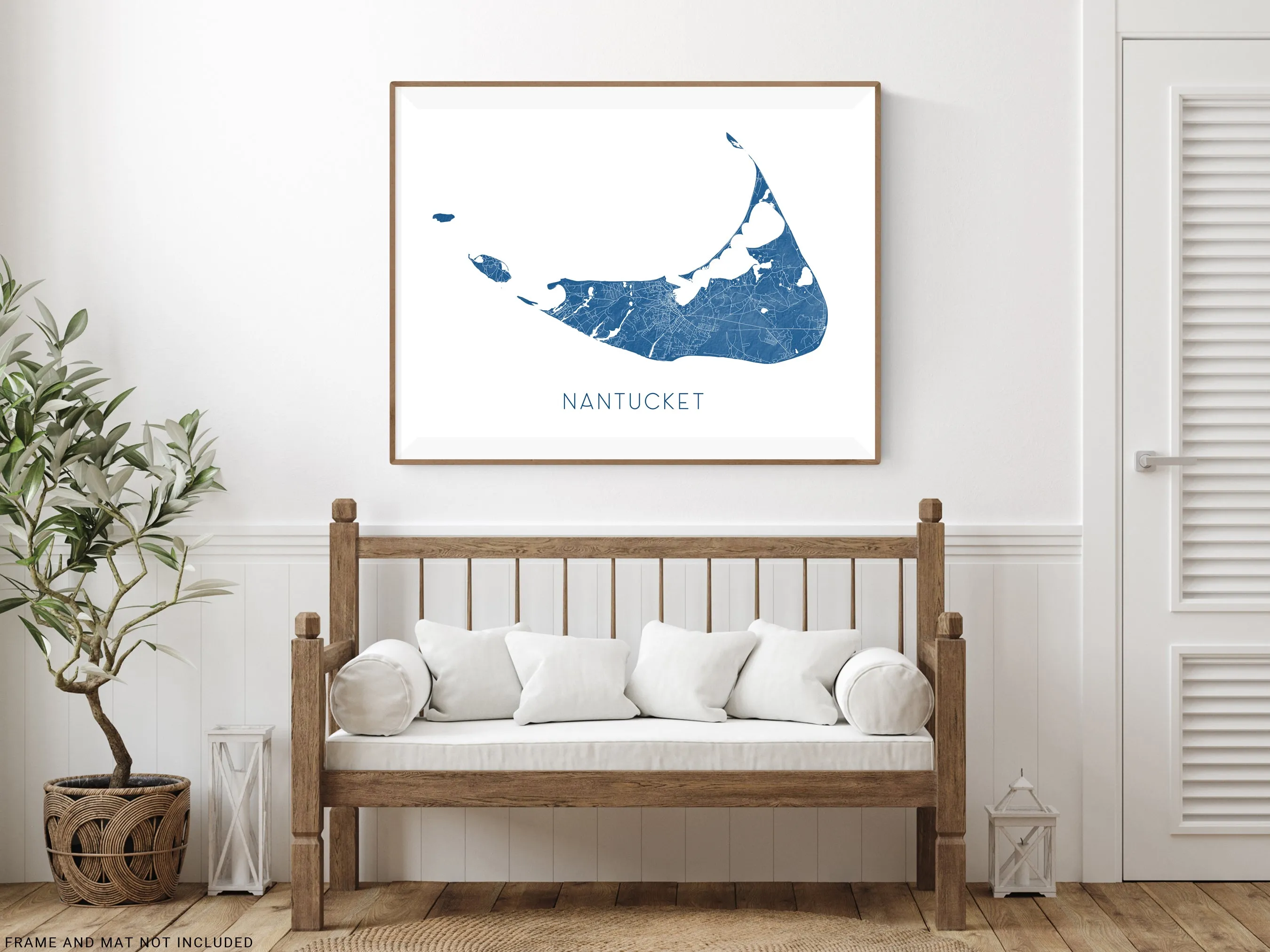 Nantucket Print Poster - Nantuckt Map of Nantucket MA Island Wall Art Street Road Prints, Massachusetts