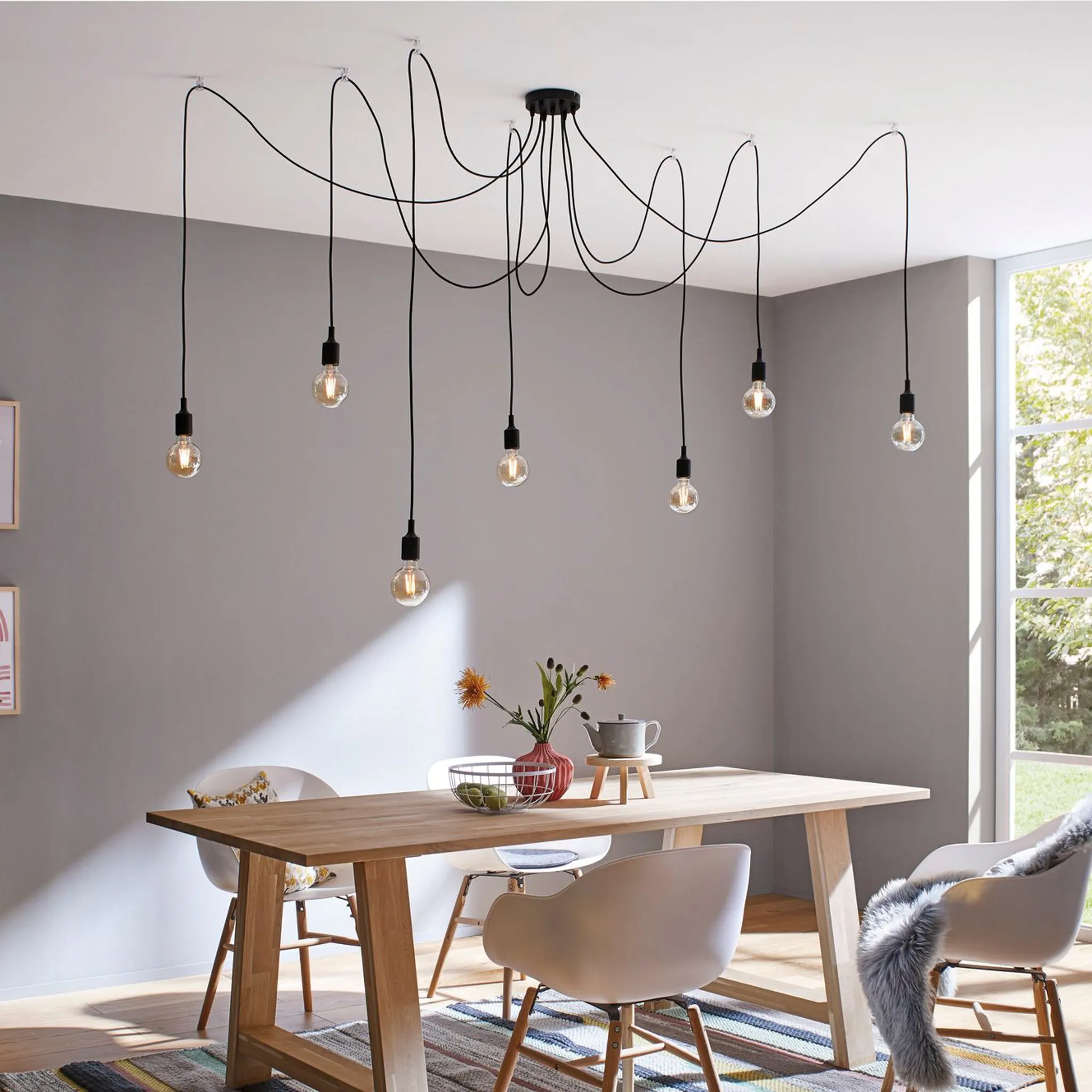Neordic Ketil 420W 7 Lamp Dimmable Pendant Light in Black