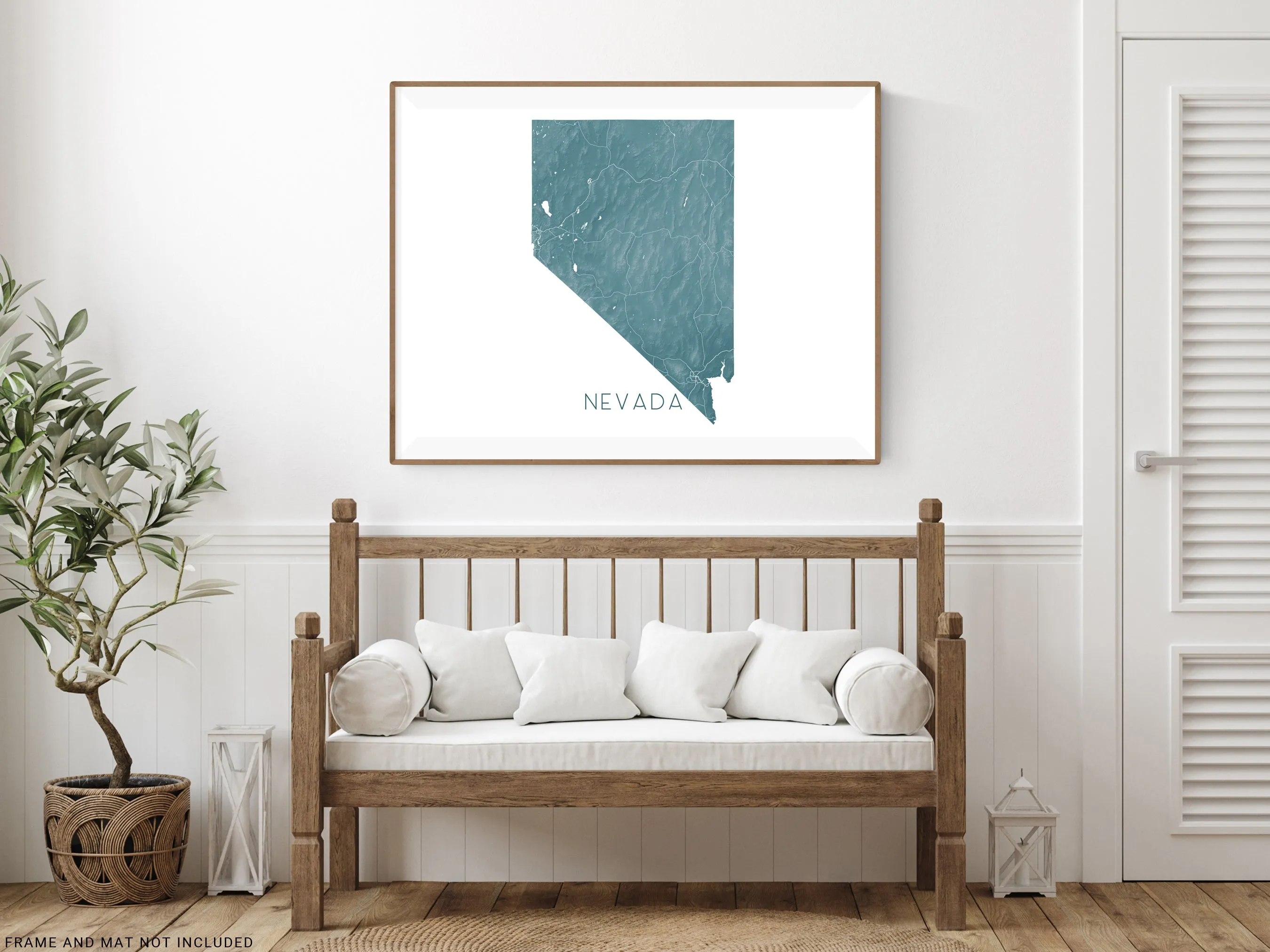 Nevada Map Print Poster - Topographic NV State Map of Nevada Wall Art Road Maps, Las Vegas Reno