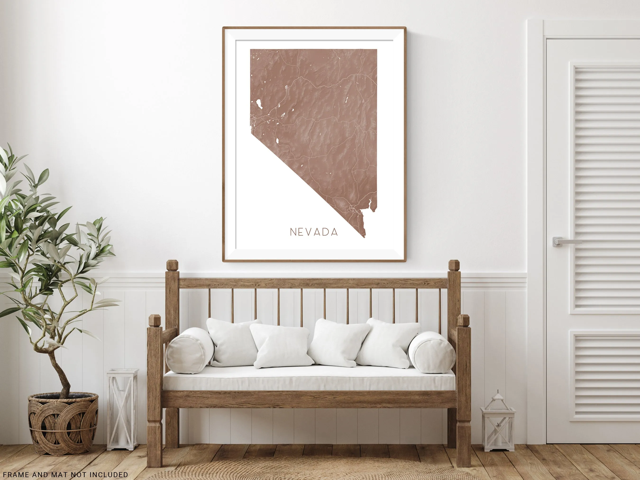 Nevada Map Print Poster - Topographic NV State Map of Nevada Wall Art Road Maps, Las Vegas Reno