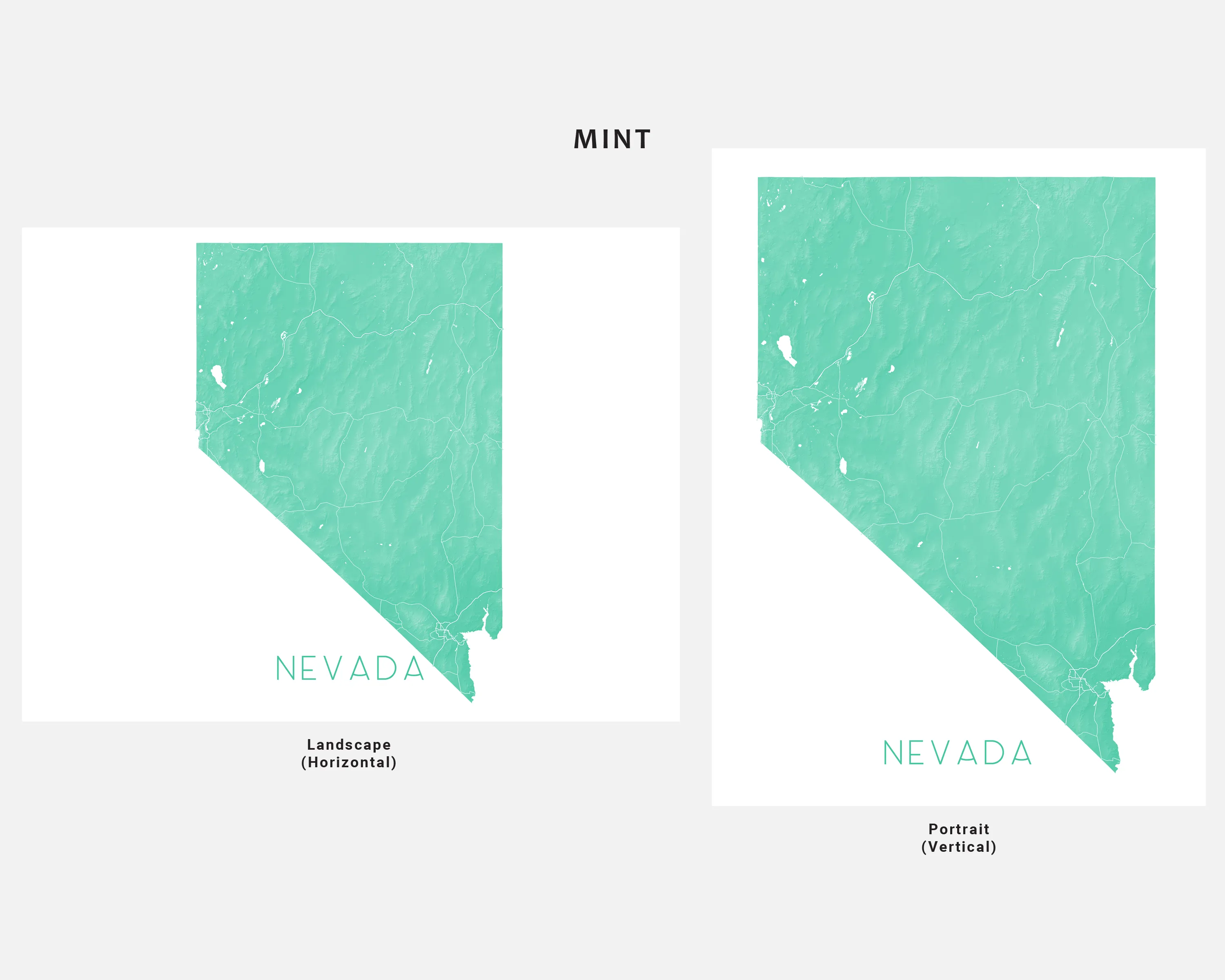 Nevada Map Print Poster - Topographic NV State Map of Nevada Wall Art Road Maps, Las Vegas Reno