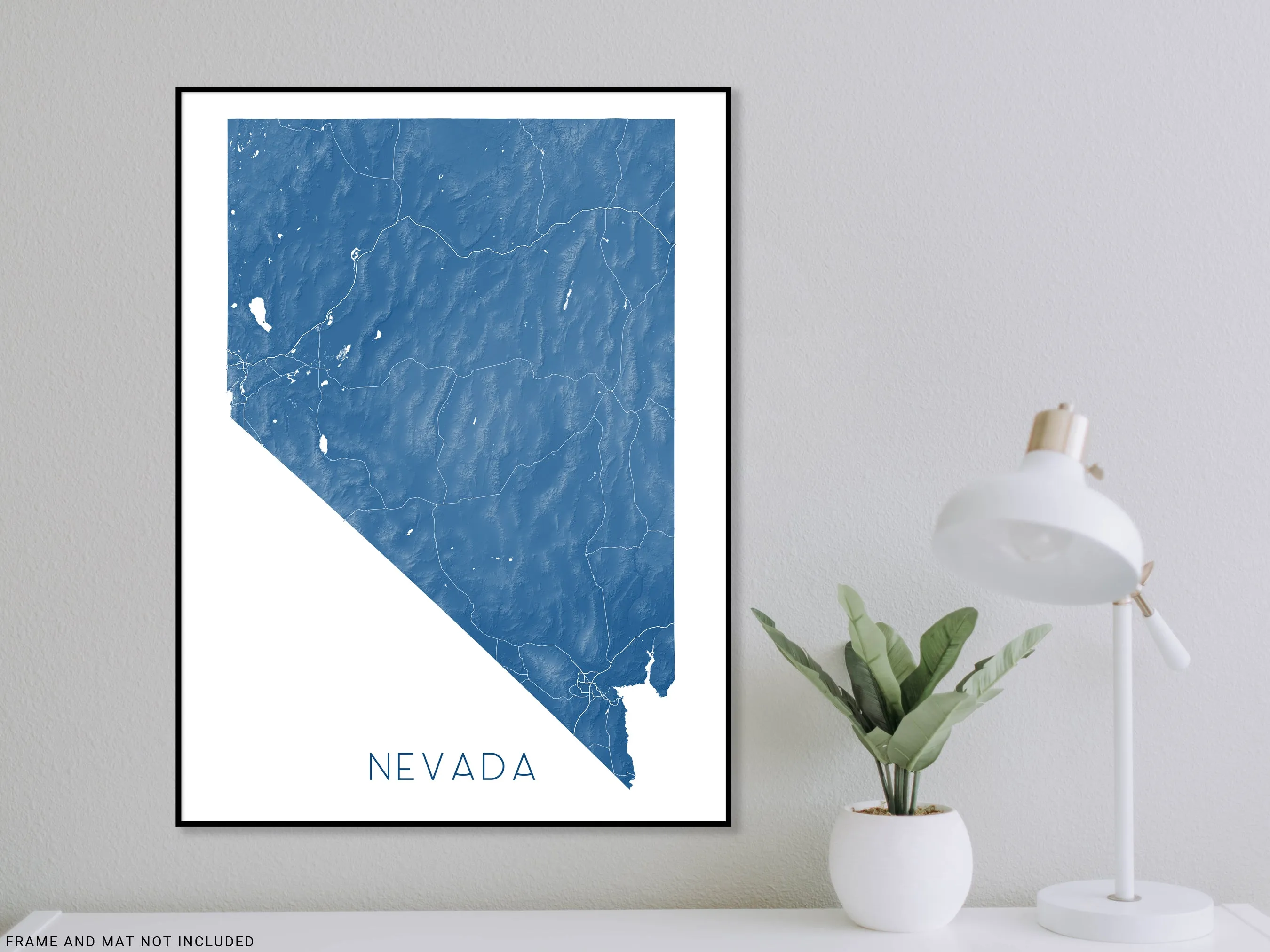 Nevada Map Print Poster - Topographic NV State Map of Nevada Wall Art Road Maps, Las Vegas Reno