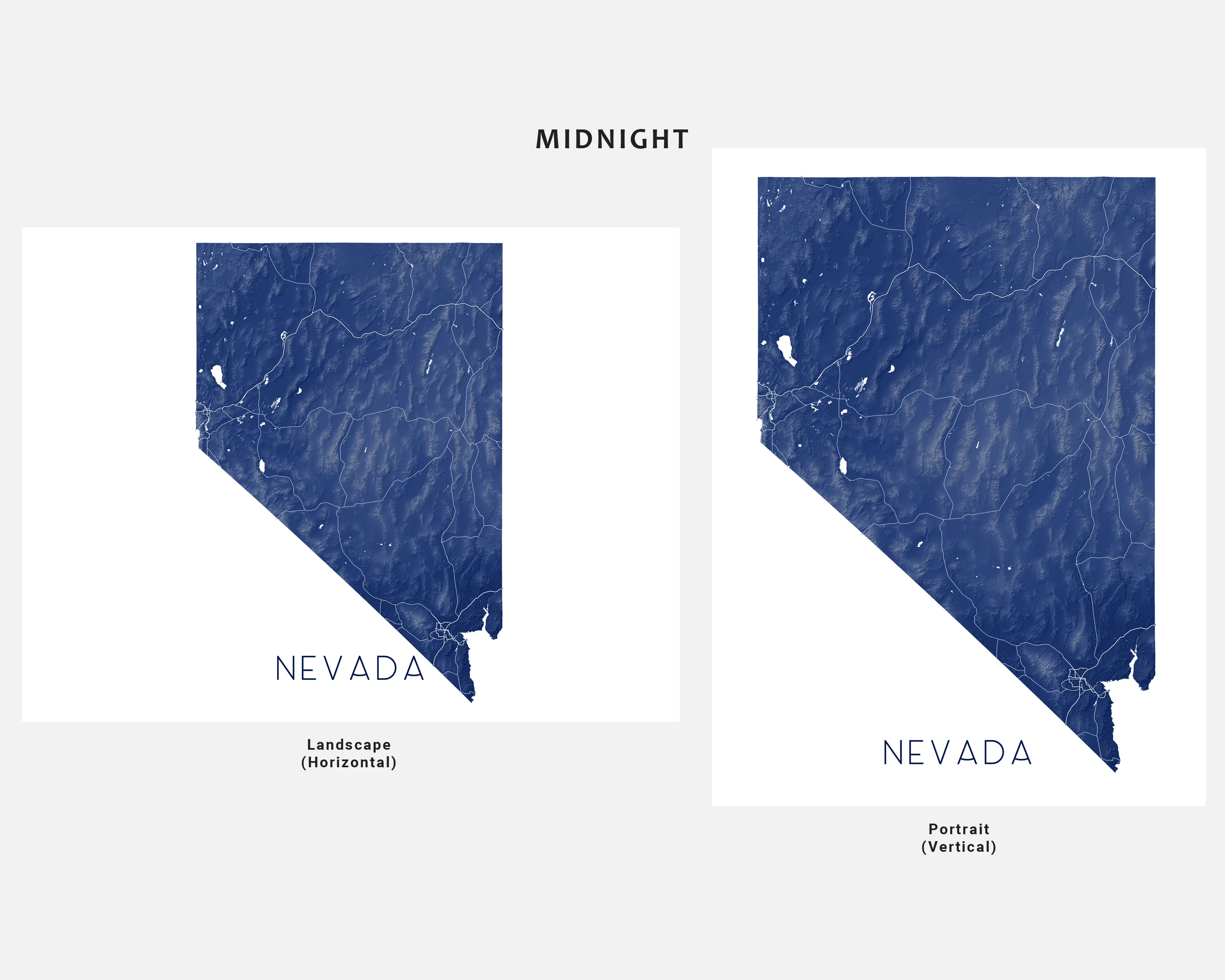 Nevada Map Print Poster - Topographic NV State Map of Nevada Wall Art Road Maps, Las Vegas Reno