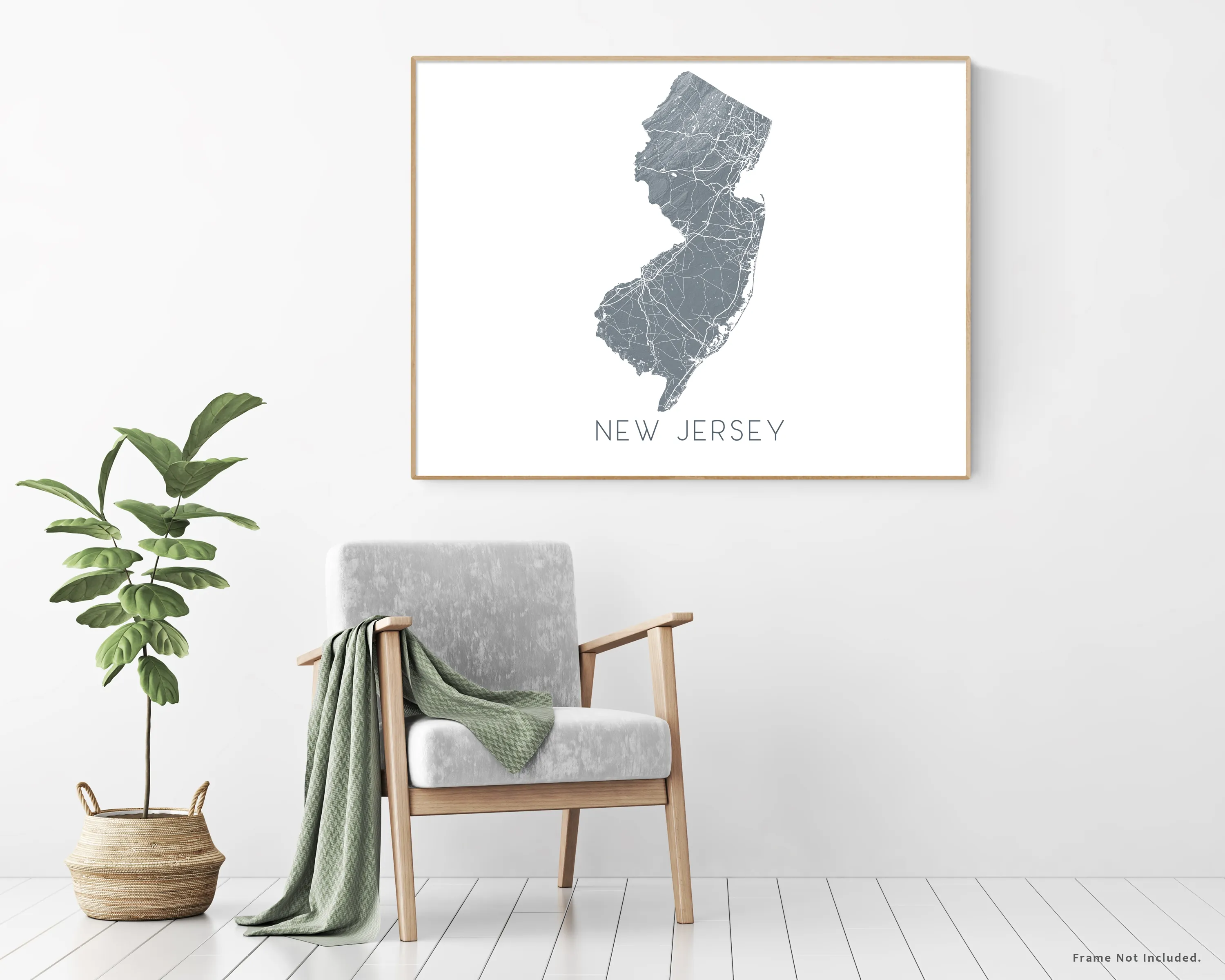 New Jersey Map Print Poster - Topographic Map of New Jersey Wall Art Prints