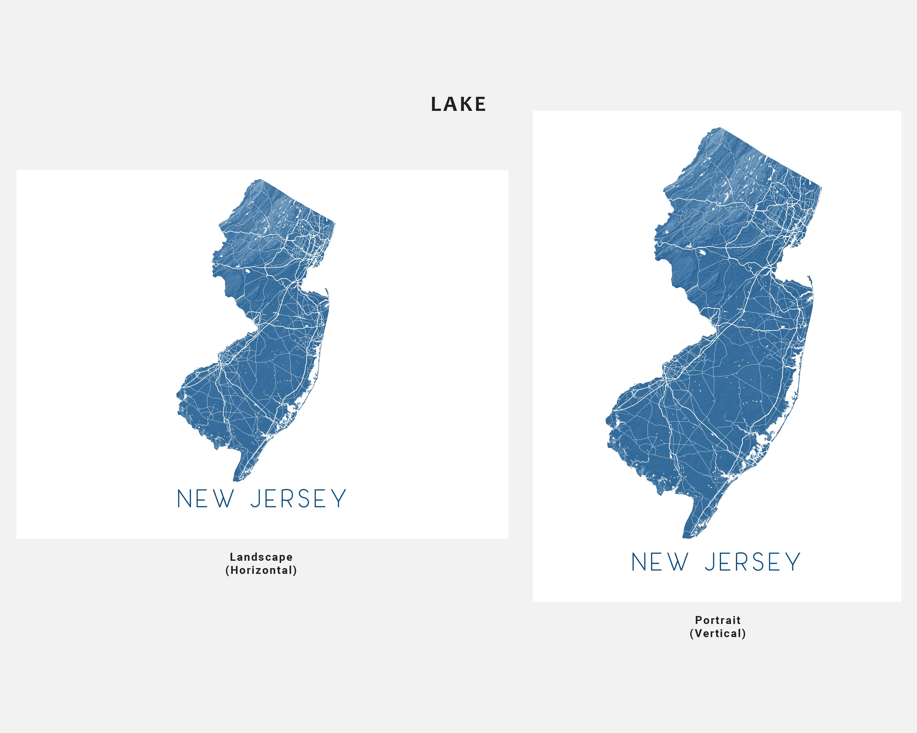 New Jersey Map Print Poster - Topographic Map of New Jersey Wall Art Prints