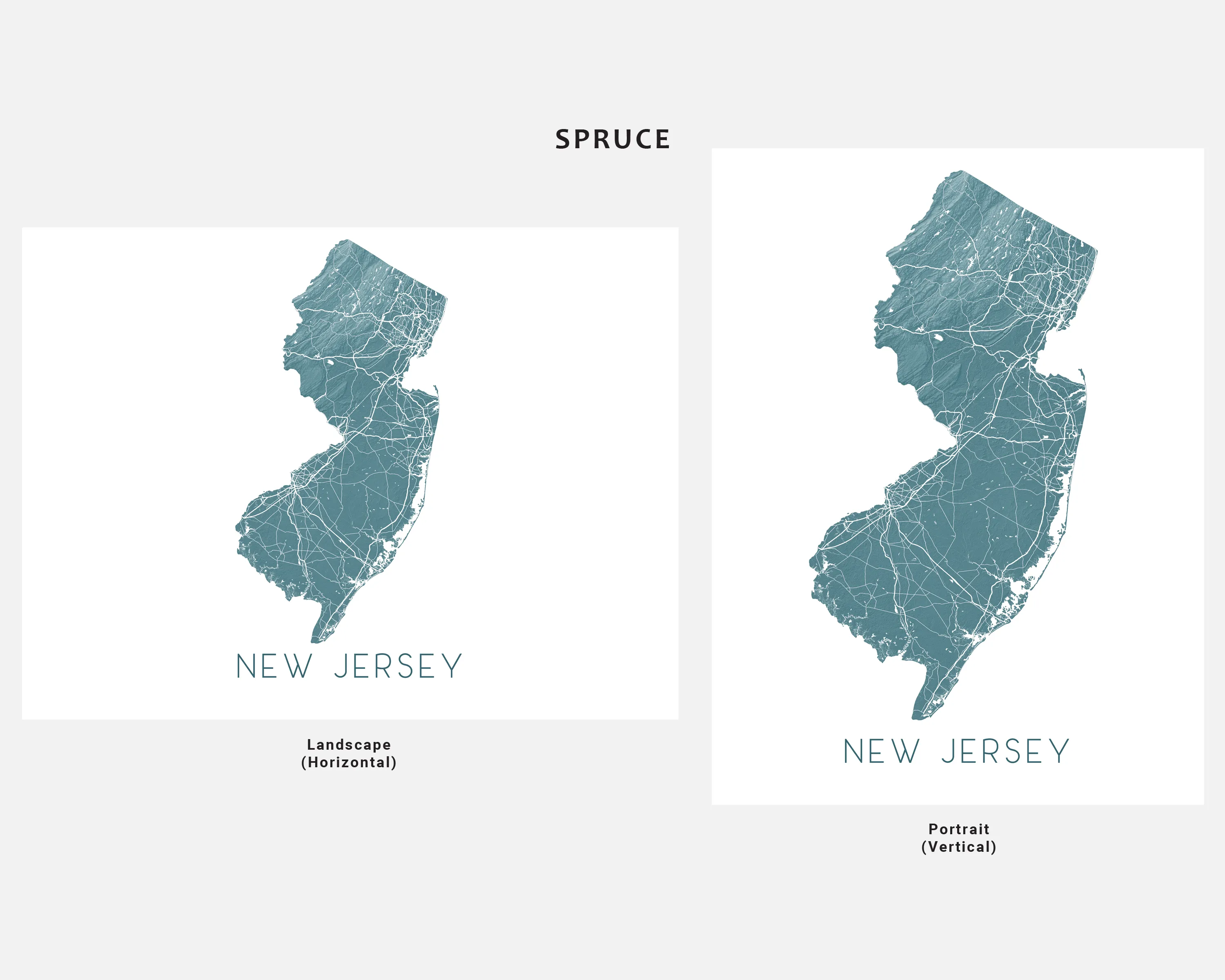 New Jersey Map Print Poster - Topographic Map of New Jersey Wall Art Prints
