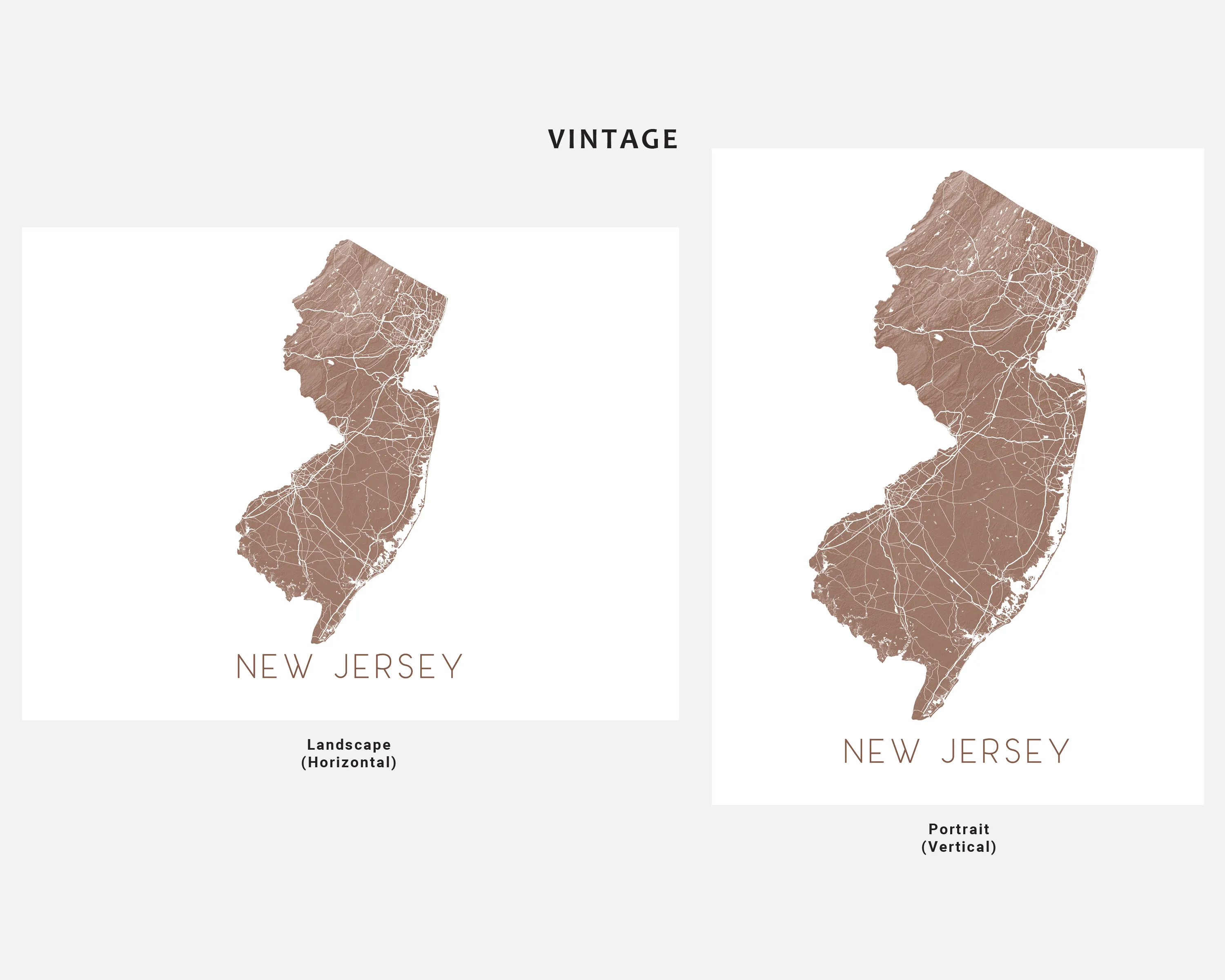 New Jersey Map Print Poster - Topographic Map of New Jersey Wall Art Prints